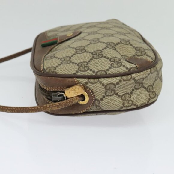 GUCCI GG Supreme Web Sherry Line Shoulder Bag PVC Beige  Auth - Picture 4 of 16